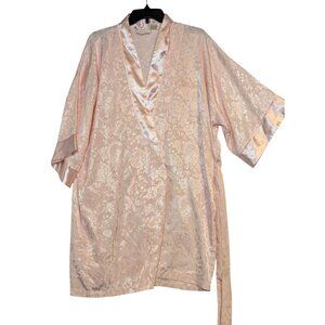 Victorias Secret Gold Label Pink Jacquard Satin Kimono Robe READ